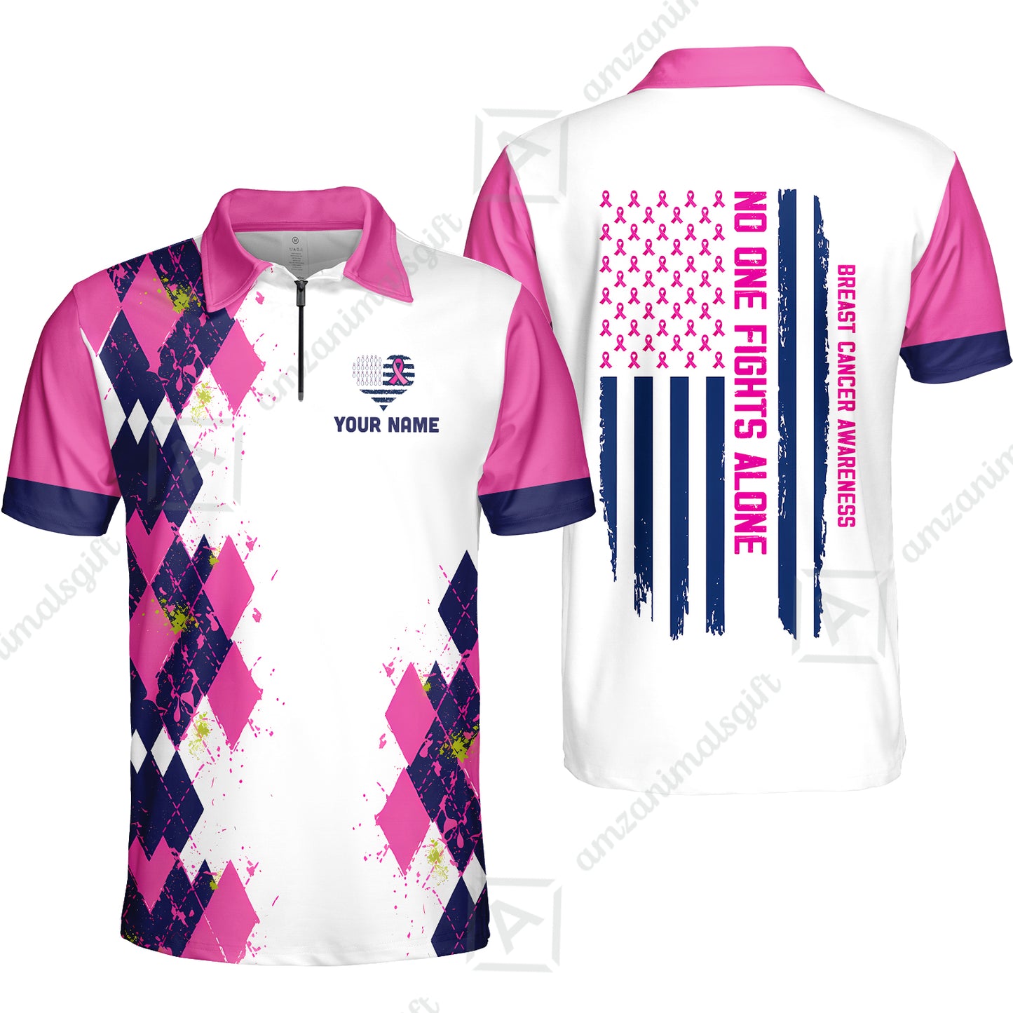 Custom Bowling Jersey Polo Shirt, No One Fights Alone, Personalized Name And Team Name