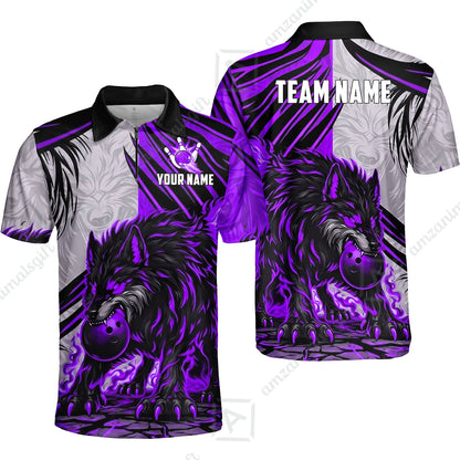 Custom Bowling Jersey Polo Shirt, Lone Wolf Strike & Emerald Frost, Custom Bowling Jersey Team Shirt For Players With Name & Team Name