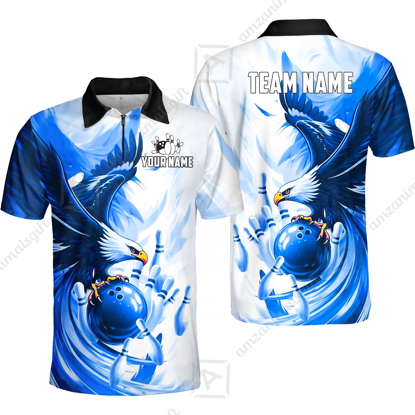 Custom Bowling Jersey Polo Shirt, Soaring Eagle, Custom Bowling Jersey Team Shirt For Players With Name & Team Name