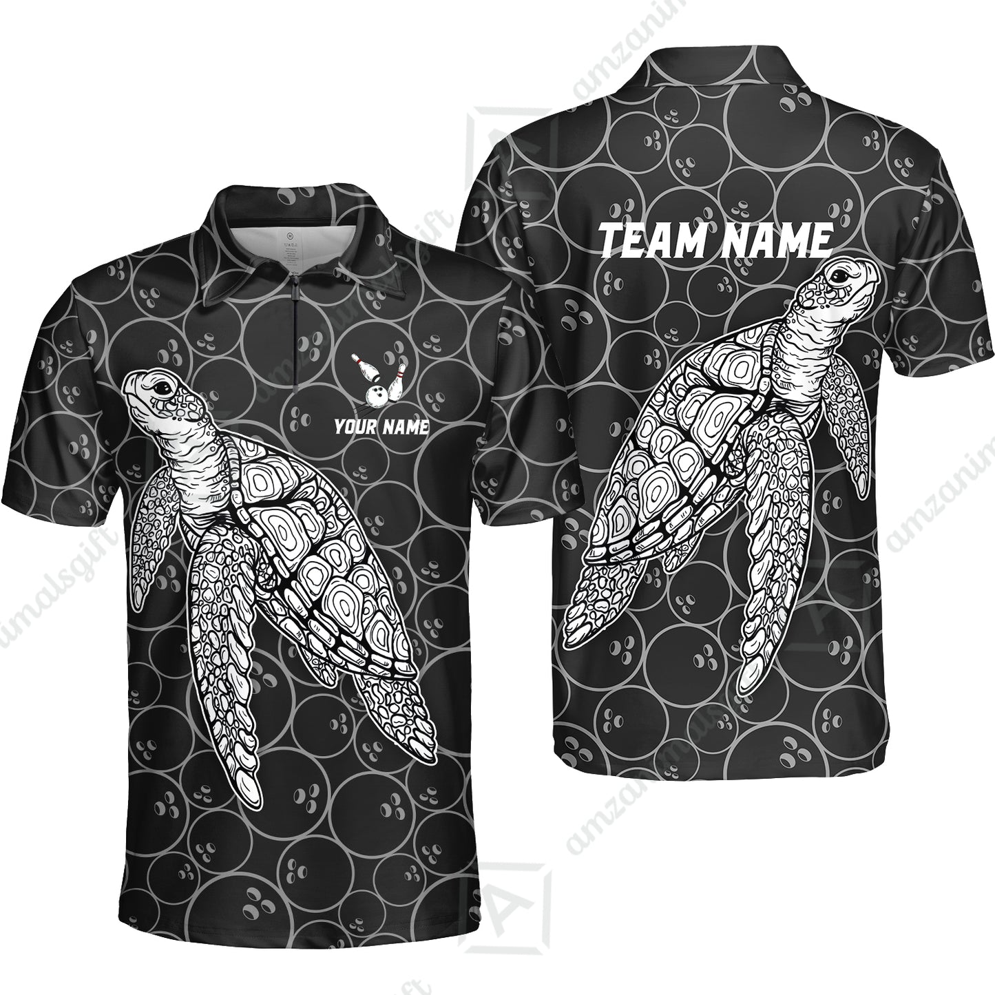Customized Bowling Unisex Polo Shirt, Bowling Sea Turtle, Bowling Uniform - Personalized Name And Team Name