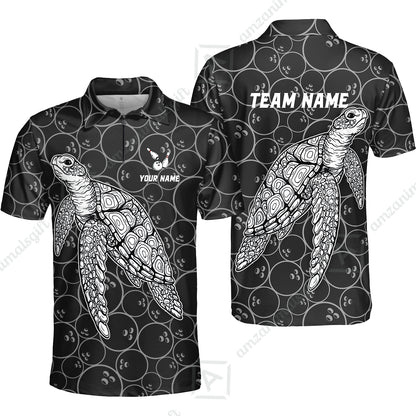 Customized Bowling Unisex Polo Shirt, Bowling Sea Turtle, Bowling Uniform - Personalized Name And Team Name