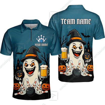 Custom Bowling Jersey Polo Shirt, Bowling Halloween Witch, Custom Bowling Jersey Team Shirt For Players With Name & Team Name