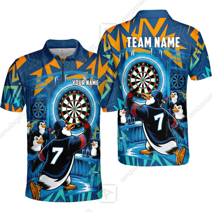 Custom Darts Team Jersey, Personalized Penguins Strike Dart Polo Shirt For Players With Name & Team Name