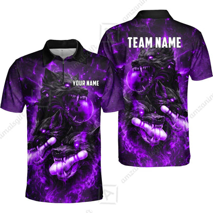 Custom Bowling Jersey Polo Shirt, Dark Fantasy Hellfire Werewolf, Custom Bowling Jersey Team Shirt For Players With Name & Team Name