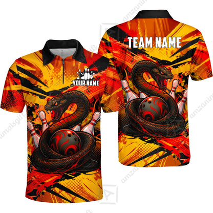 Custom Bowling Jersey Polo Shirt, Viper Venom Strike & Cyberpunk Splash, Custom Bowling Jersey Team Shirt For Players With Name & Team Name