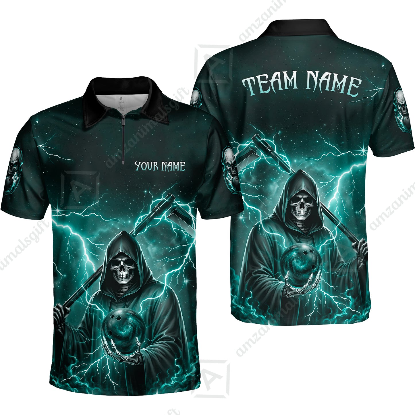 Custom Bowling Jersey Polo Shirt, Multiple Colors Death, Custom Bowling Jersey Team Shirt For Players With Name & Team Name