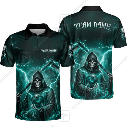 Custom Bowling Jersey Polo Shirt, Multiple Colors Death, Custom Bowling Jersey Team Shirt For Players With Name & Team Name