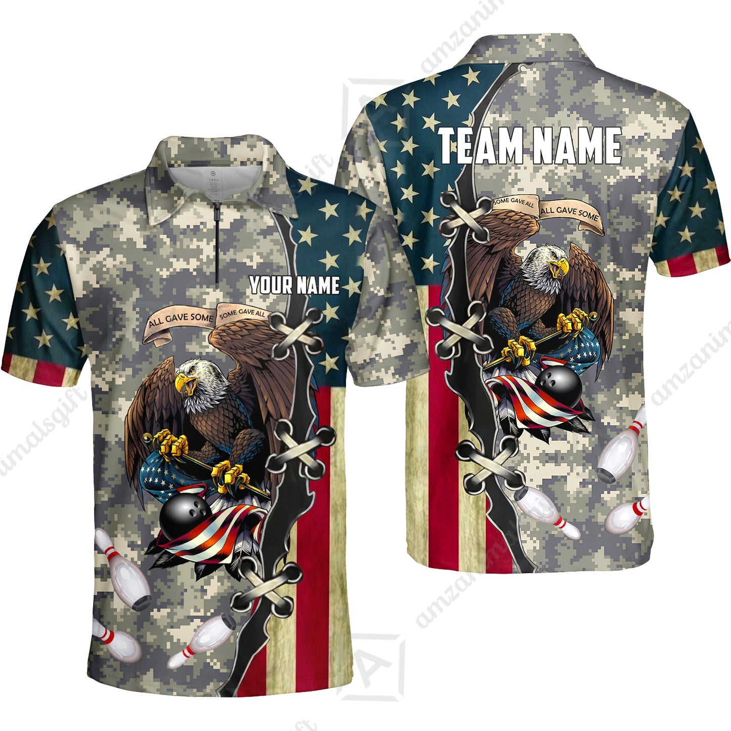 Custom Bowling Jersey Polo Shirt, All Gave Some Bowling, Personalized Name & Team Name