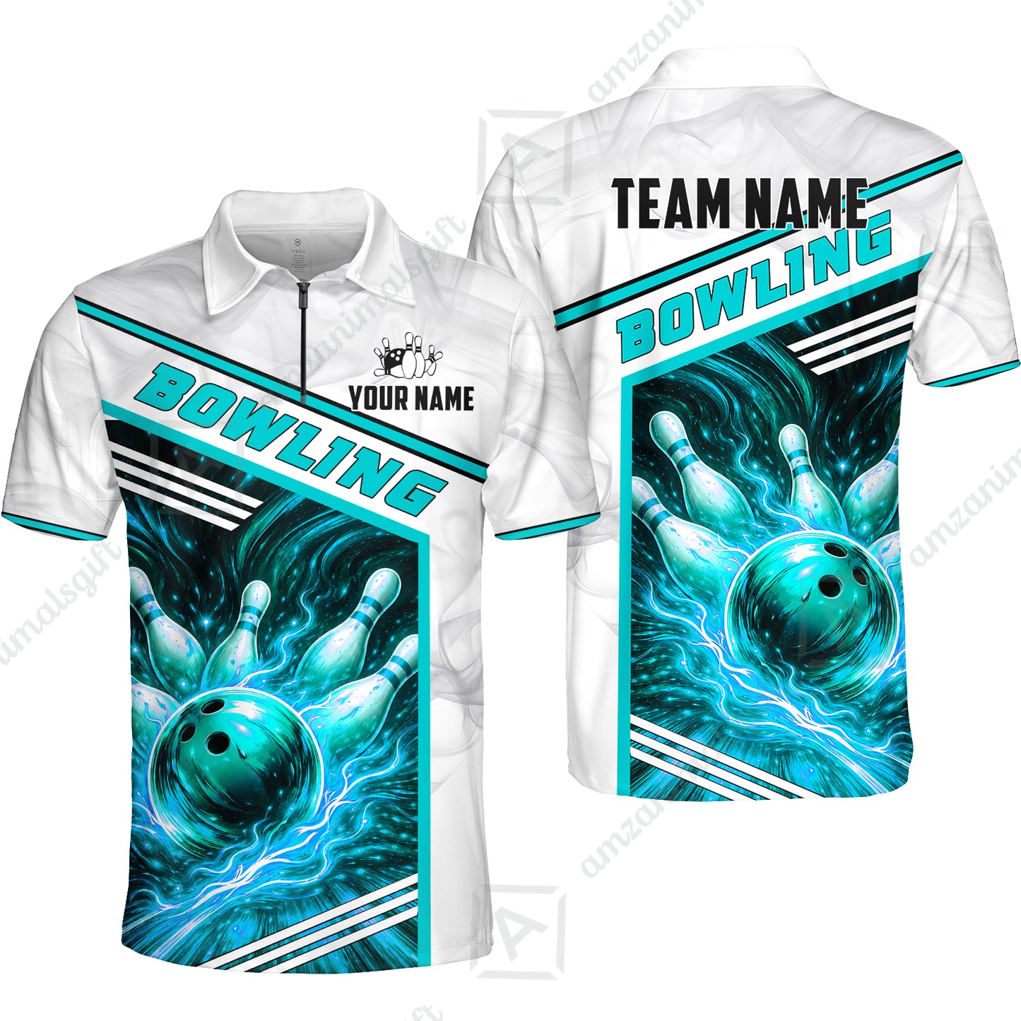 Custom Bowling Jersey Polo Shirt, Retro Racing & Fire Strike, Custom Bowling Jersey Team Shirt For Players With Name & Team Name