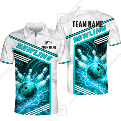 Custom Bowling Jersey Polo Shirt, Retro Racing & Fire Strike, Custom Bowling Jersey Team Shirt For Players With Name & Team Name