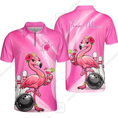 Custom Bowling Jersey Polo Shirt, Flamingo Queen Bowling, Custom Bowling Jersey Team Shirt For Players With Name & Team Name