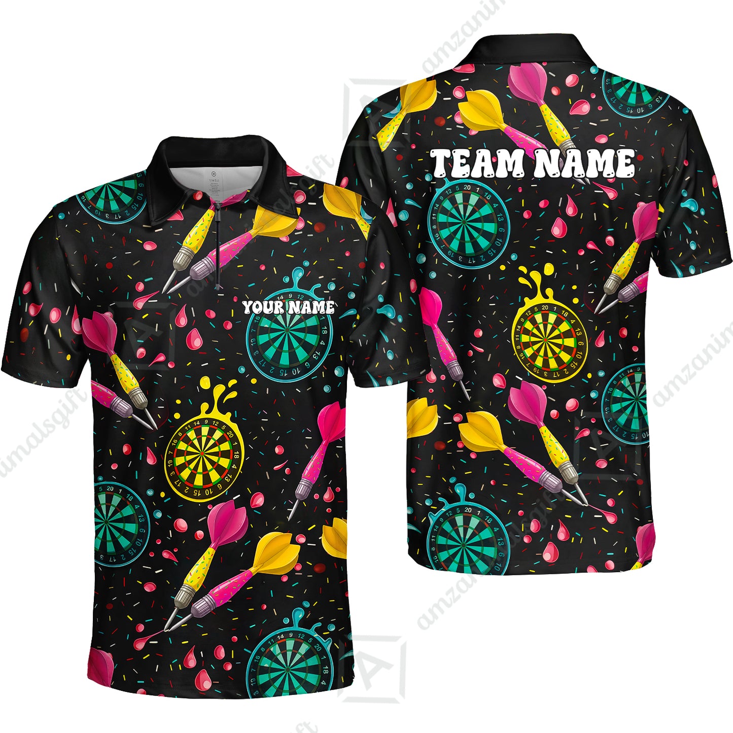 Customized Darts Team Uniform Shirt, Funny Colorful Donuts Darts and Dartboard, Personalized Name And Team Name