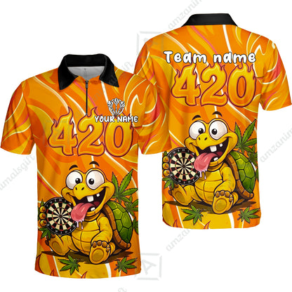 Custom Dart Jersey Team Shirt For Players, Funny Turtle 420, Personalize Name and Team Name