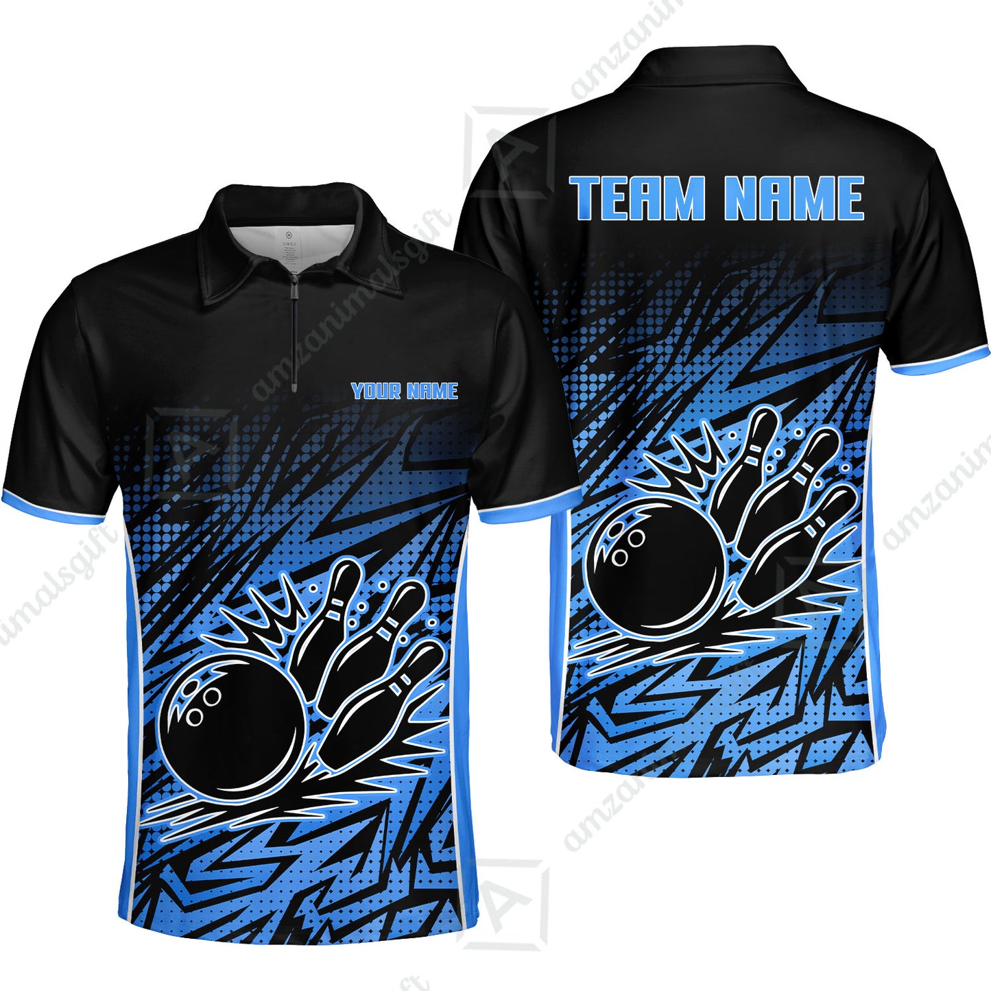 Customized Bowling Unisex Polo Shirt, Abstract Sameless Pattern Color Bowling Uniforms, Personalized Name And Team Name