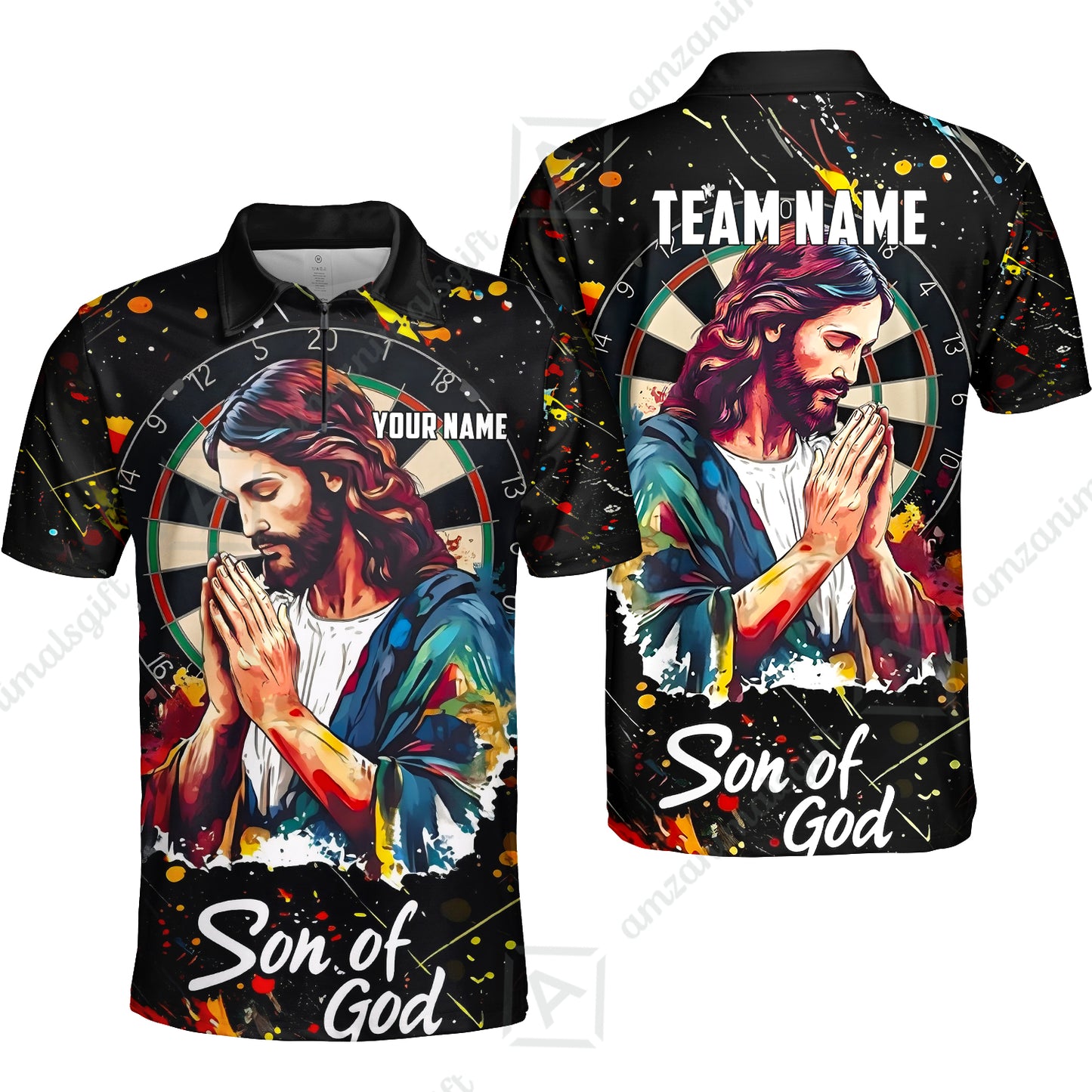 Custom Darts Team Jersey, Personalized Jesus Darts Polo Shirt For Players With Name & Team Name