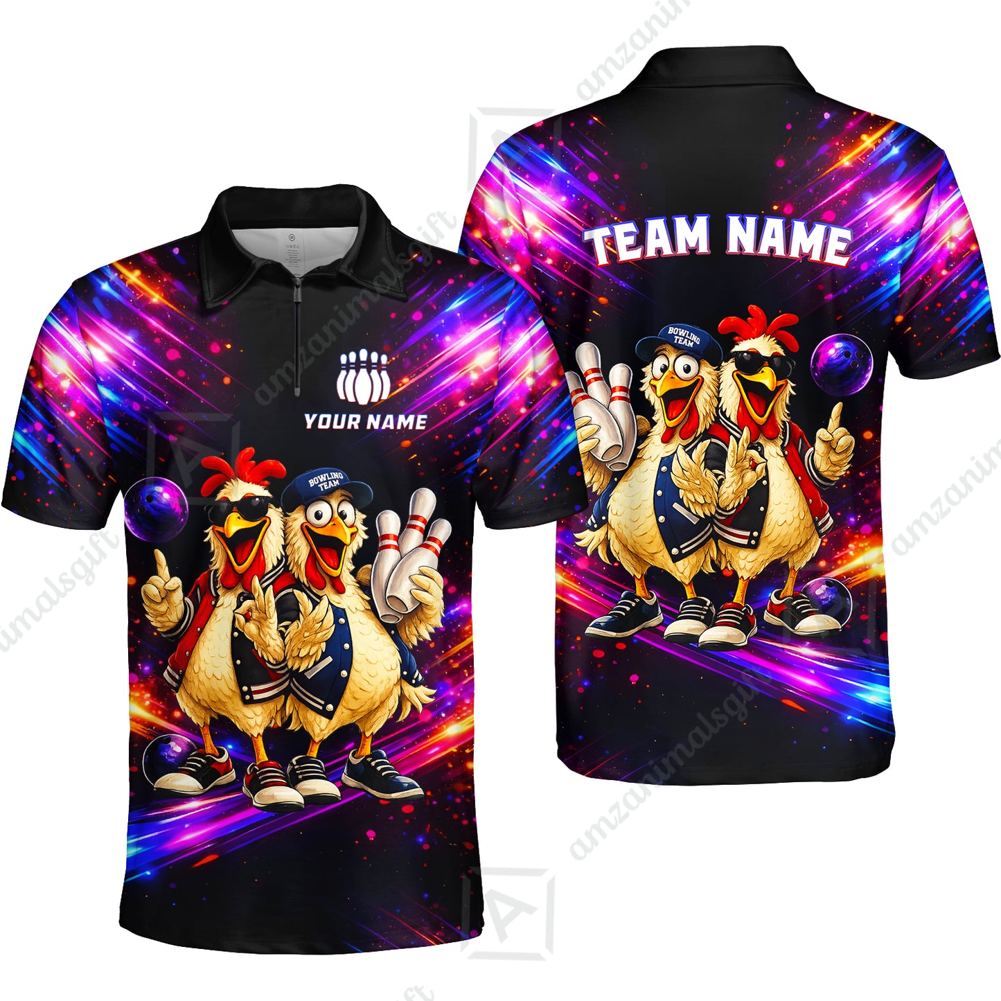 Custom Bowling Jersey Polo Shirt, Cool Roosters Bowling, Custom Bowling Jersey Team Shirt For Players With Name & Team Name