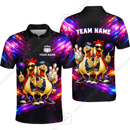 Custom Bowling Jersey Polo Shirt, Cool Roosters Bowling, Custom Bowling Jersey Team Shirt For Players With Name & Team Name