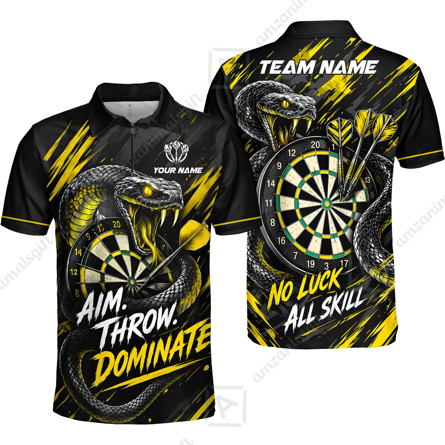 Customized Darts Team Jersey, Personalized Snake Darts Abstract Background Polo Shirt For Players With Name & Team Name
