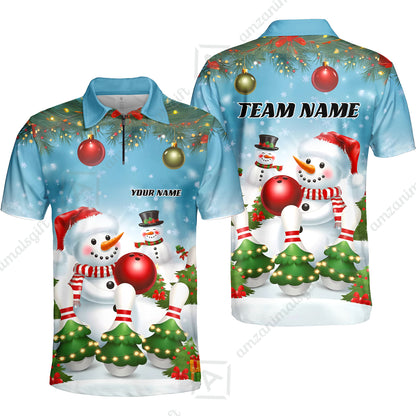 Custom Bowling Team Uniform Jersey Funny Christmas Snowman Bowling Shirts, Christmas Bowling Tournament Outfits - Personalized Name And Team Name