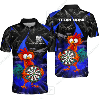 Custom Darts Team Jersey, Personalized Funky Rooster Dart Shirt For Players With Name & Team Name