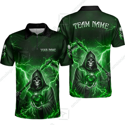 Custom Bowling Jersey Polo Shirt, Multiple Colors Death, Custom Bowling Jersey Team Shirt For Players With Name & Team Name