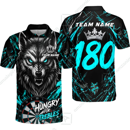 Custom Darts Jersey Polo Shirt, Wolf 180, Custom Dart Jersey Team Shirt For Players With Name & Team Name