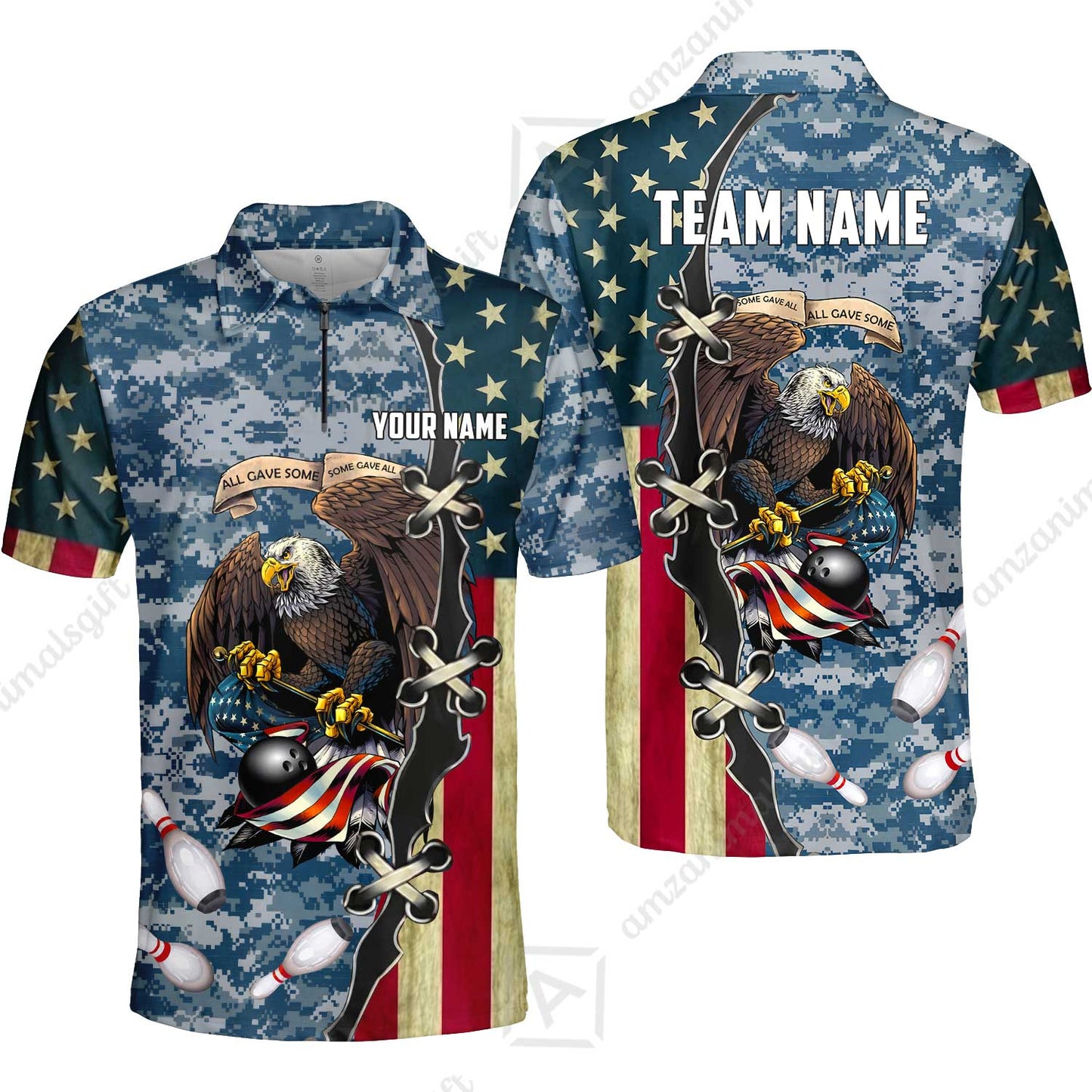 Custom Bowling Jersey Polo Shirt, All Gave Some Bowling, Personalized Name & Team Name
