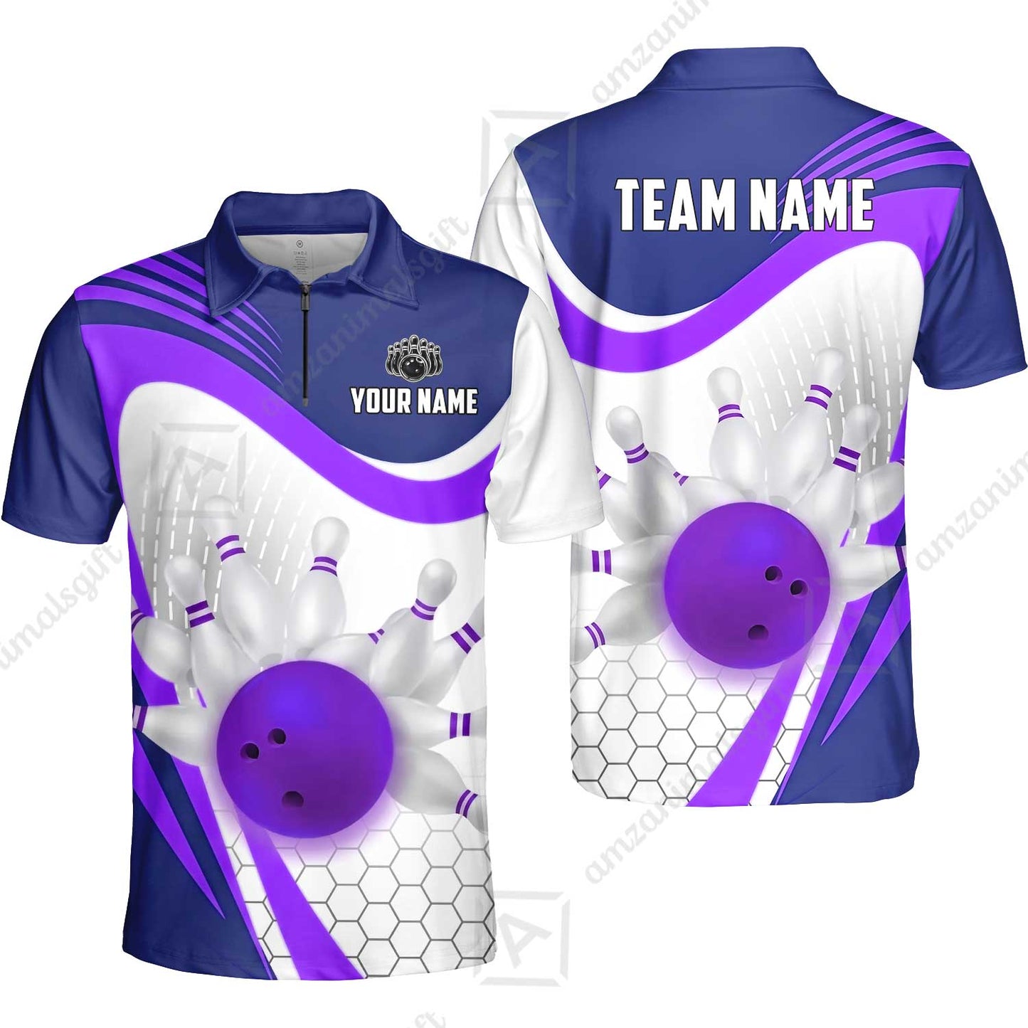 Custom Bowling Jersey Polo Shirt, Geometric Streamline & Fresh Mint, Custom Bowling Jersey Team Shirt For Players With Name & Team Name
