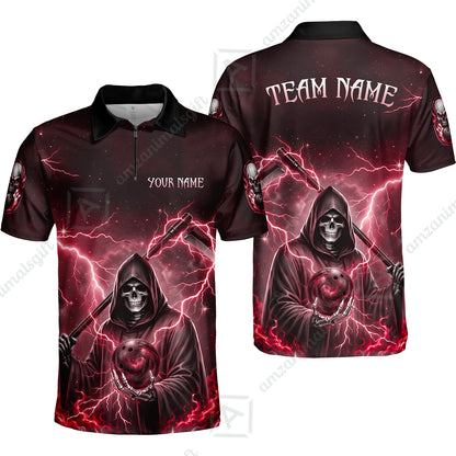 Custom Bowling Jersey Polo Shirt, Multiple Colors Death, Custom Bowling Jersey Team Shirt For Players With Name & Team Name