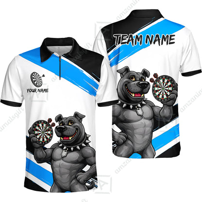Custom Darts Jersey Polo Shirt, Pitbull Hold Dart Board, Custom Dart Jersey Team Shirt For Players With Name & Team Name