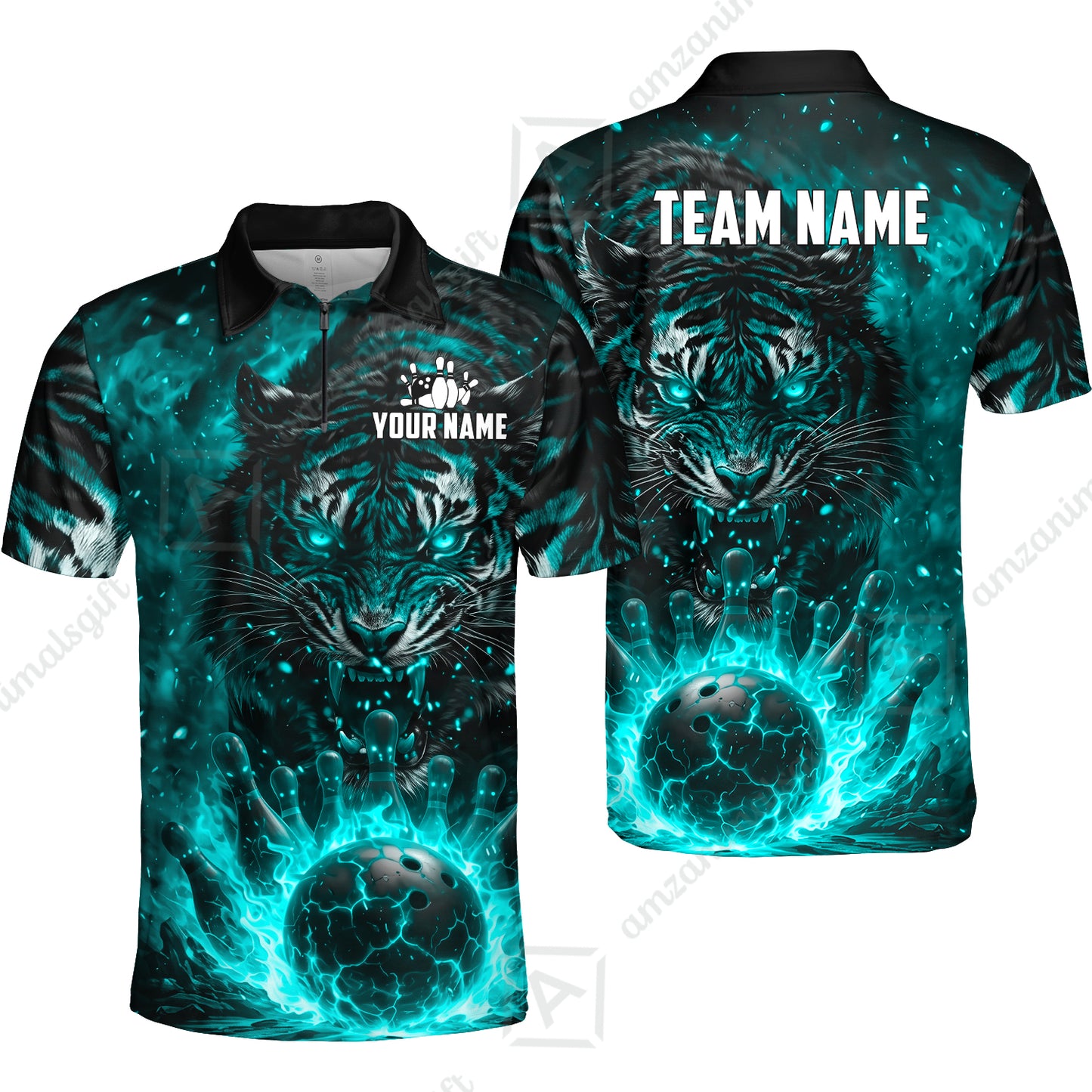 Custom Bowling Jersey Polo Shirt, Cursed Phantom Tiger, Custom Bowling Jersey Team Shirt For Players With Name & Team Name