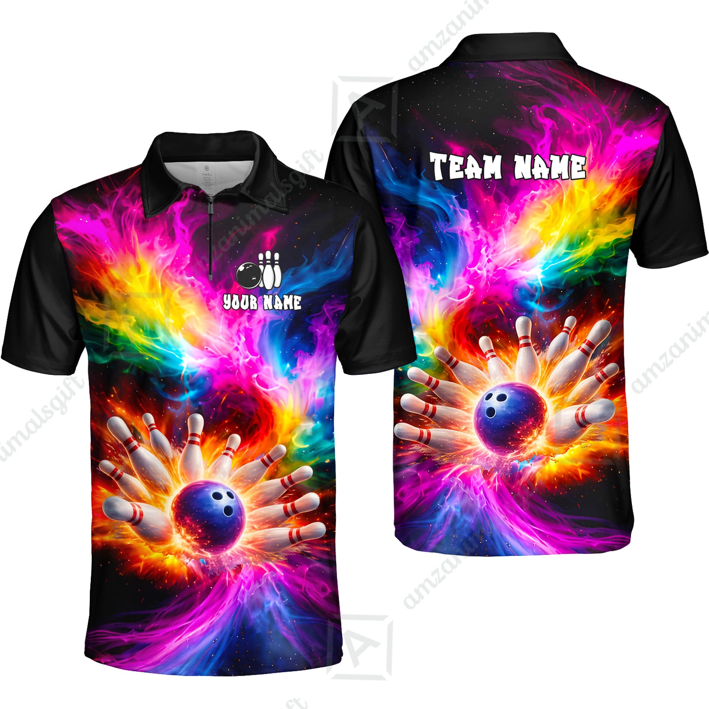 Custom Cosmic Bowling Night Jersey Polo Shirt, Custom Cosmic Bowling Night Jersey Team Shirt For Players With Name & Team Name
