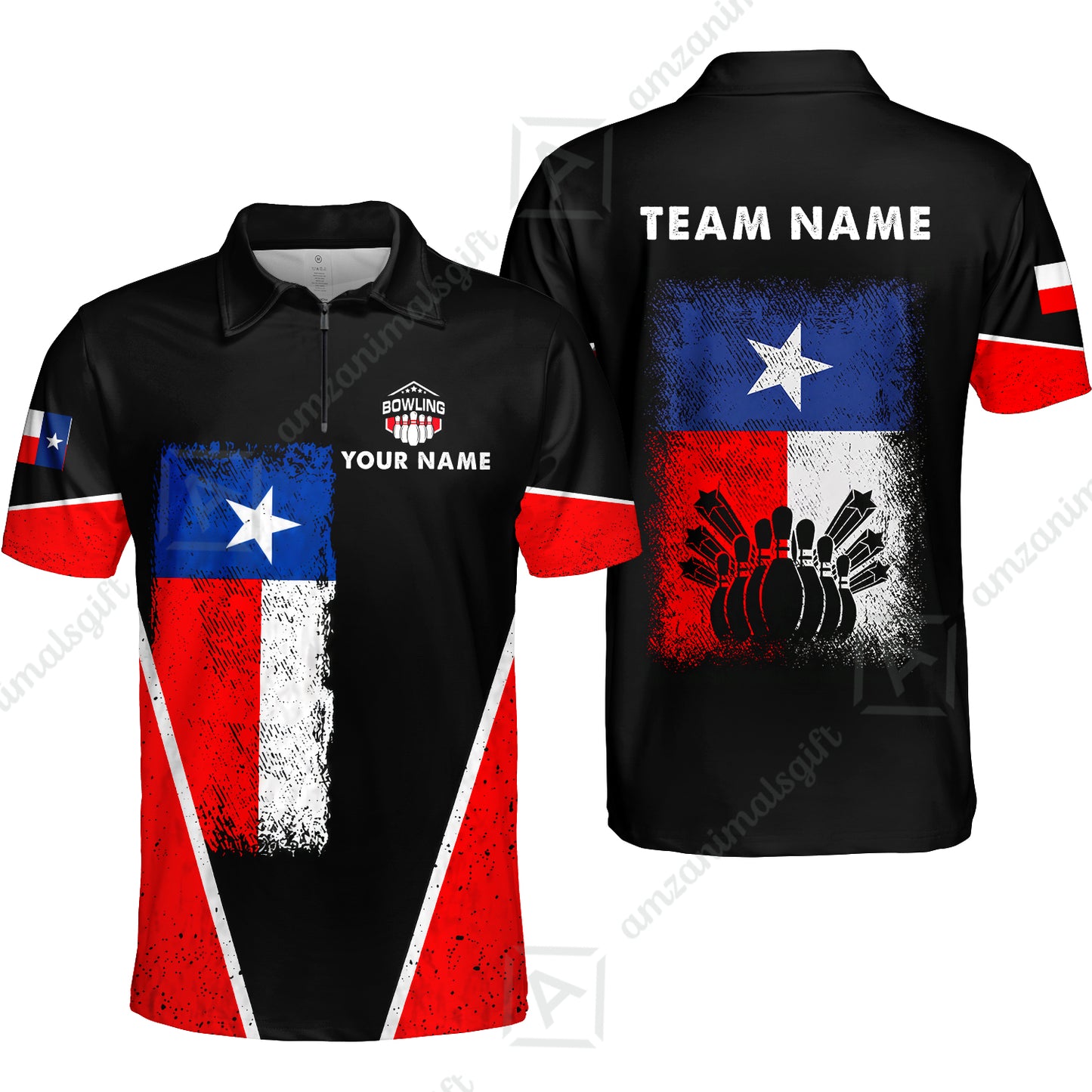 Custom Bowling Jersey Polo Shirt, Texas Stricker, Custom Bowling Jersey Team Shirt For Players With Name and Team Name