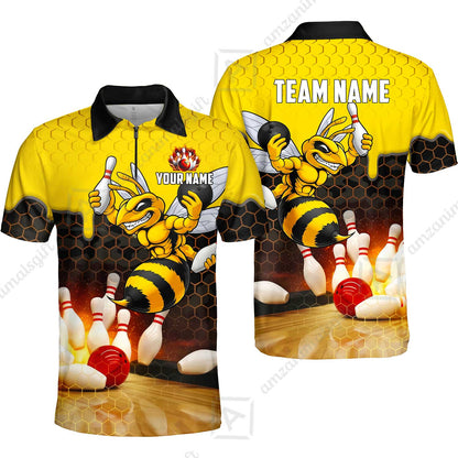 Customized Hornet Strike & Honeycomb Dripping Bowling Jersey, Custom Name And Team Name For Bowlers