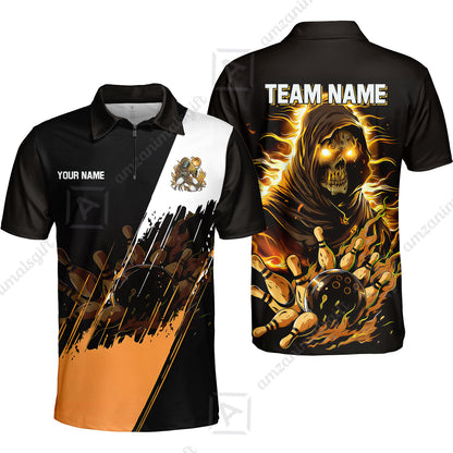 Custom Bowling Jersey Polo Shirt, Glow Reaper Bowling Custom Bowling Jersey Team Shirt For Players With Name & Team Name