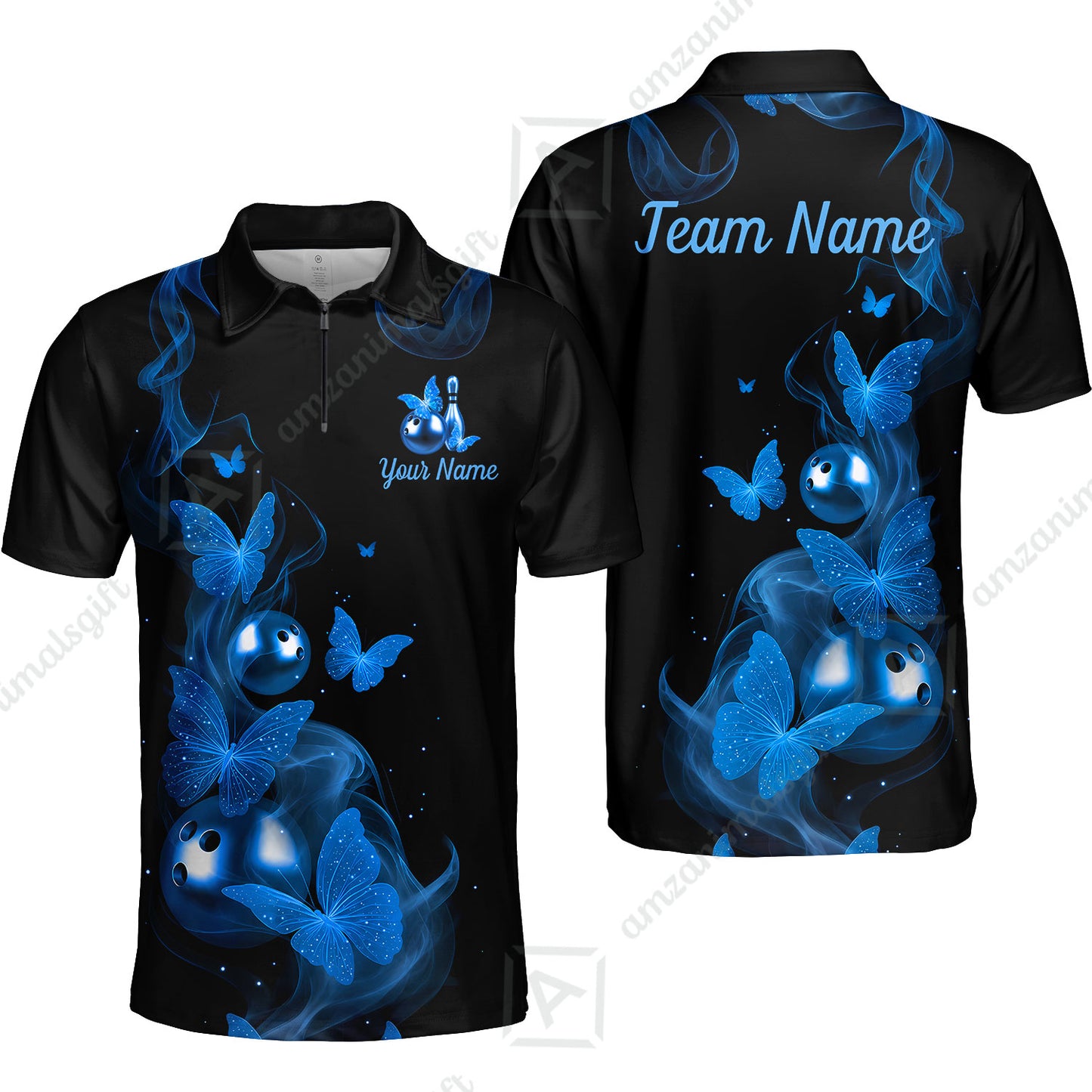 Custom Bowling Jersey Polo Shirt, Butterfly Bowling Smoke, Custom Bowling Jersey Team Shirt For Players With Name & Team Name