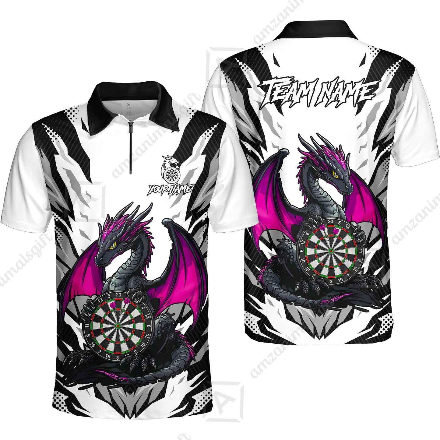 Custom Darts Team Jersey, Personalized Fantasy Dragon Dart Polo Shirt For Players With Name & Team Name