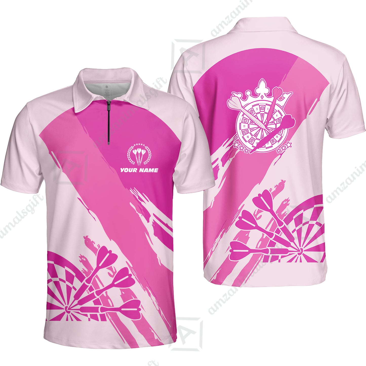 Customized Darts Women Polo Shirt, Light Dark Pink Team Shirt, Personalized Name Polo Shirt For Women - Perfect Gift For Darts Lovers, Darts Players