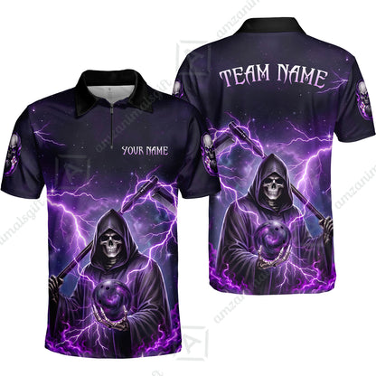 Custom Bowling Jersey Polo Shirt, Multiple Colors Death, Custom Bowling Jersey Team Shirt For Players With Name & Team Name