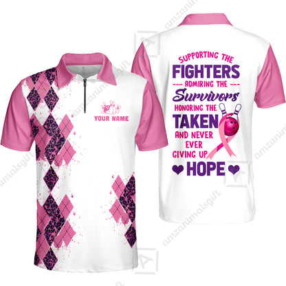 Custom Bowling Jersey Polo Shirt, Supporting The Fighters Admiring The Survivors Honoring The Taken And Never Ever Giving Up Hope