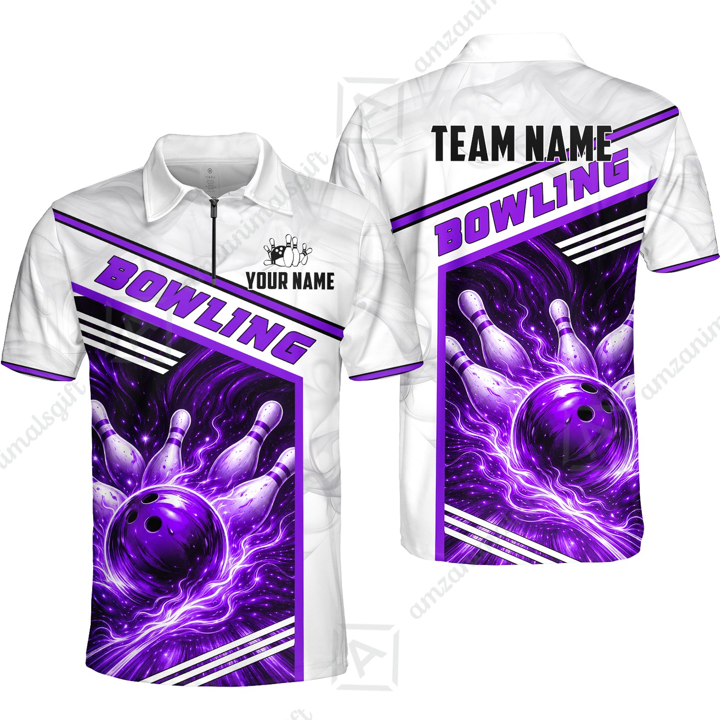 Custom Bowling Jersey Polo Shirt, Retro Racing & Fire Strike, Custom Bowling Jersey Team Shirt For Players With Name & Team Name