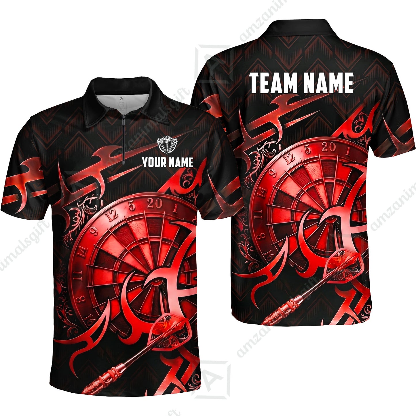 Custom Darts Jersey Polo Shirt, Tribal Darts & Mechanical Inferno, Custom Dart Jersey Team Shirt For Players With Name & Team Name