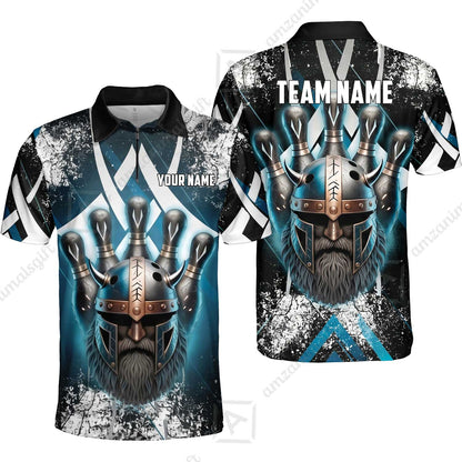 Custom Bowling Jersey Polo Shirt, Norse Warrior Bowling, Custom Bowling Jersey Team Shirt For Players With Name and Team Name