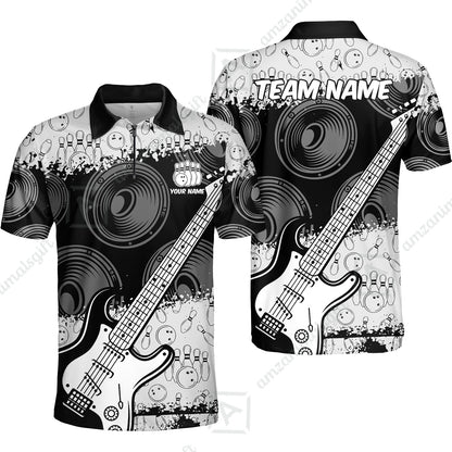 Customized Bowling Unisex Polo Shirt, Guitar Speaker Bowling, Bowling Uniform - Personalized Name Team Name For Bowlers