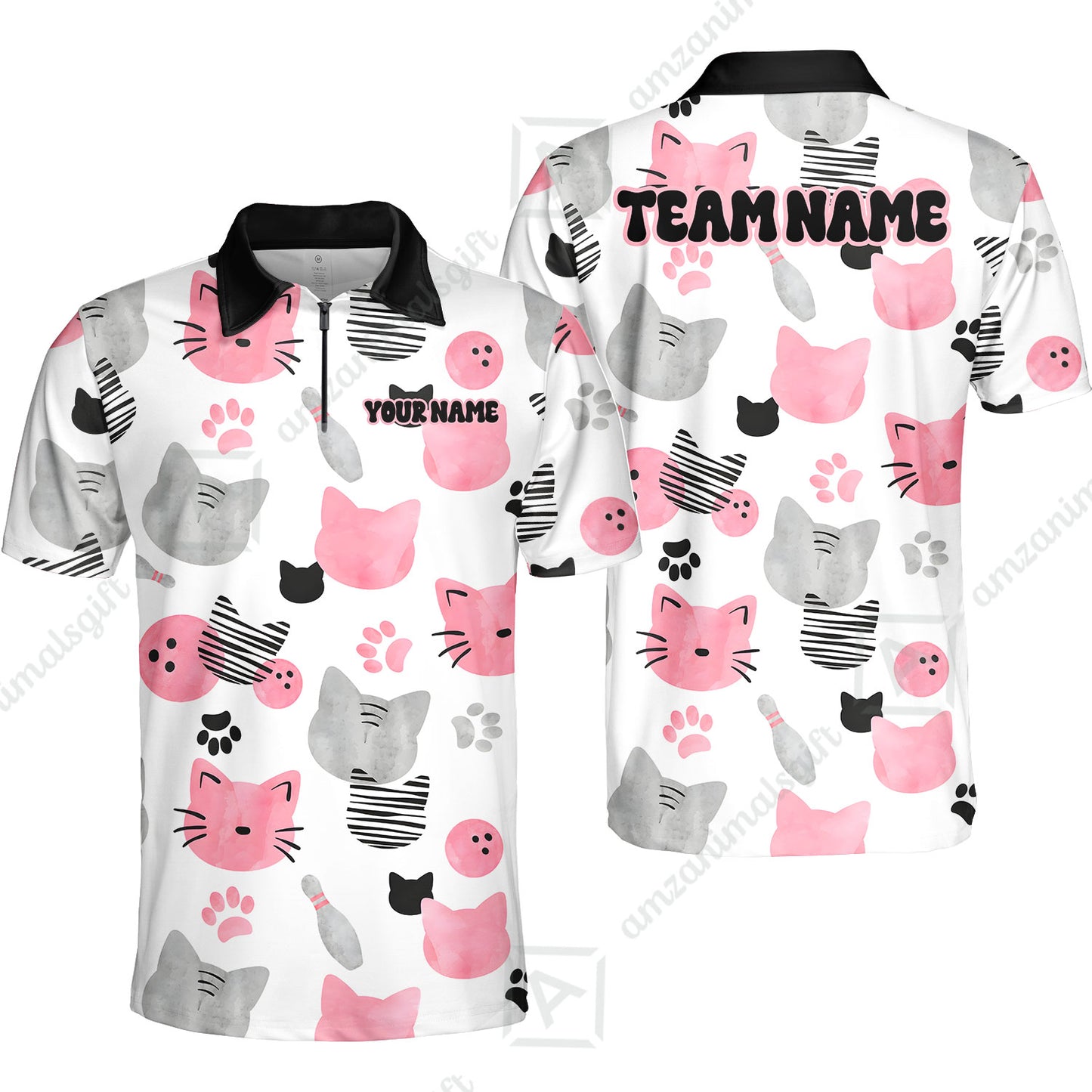 Customized Cat Bowling Watercolor Bowling Jersey, Custom Name And Team Name For Bowlers