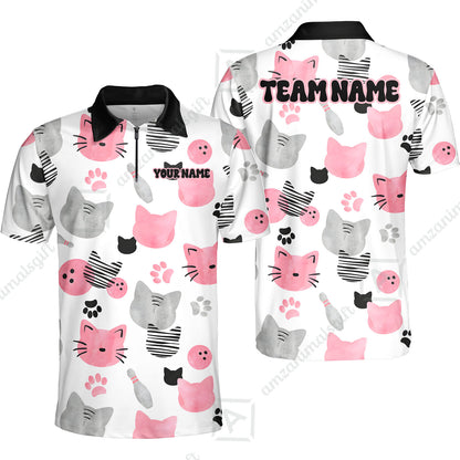 Customized Cat Bowling Watercolor Bowling Jersey, Custom Name And Team Name For Bowlers