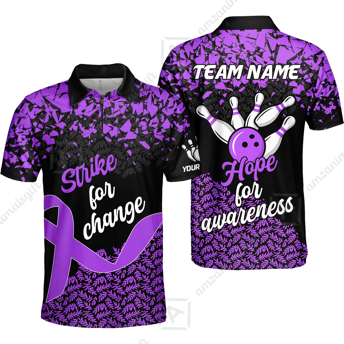 Custom Bowling Jersey Uniform Shirt, Bowling Strike For Change Team Shirt For Players With Name & Team Name