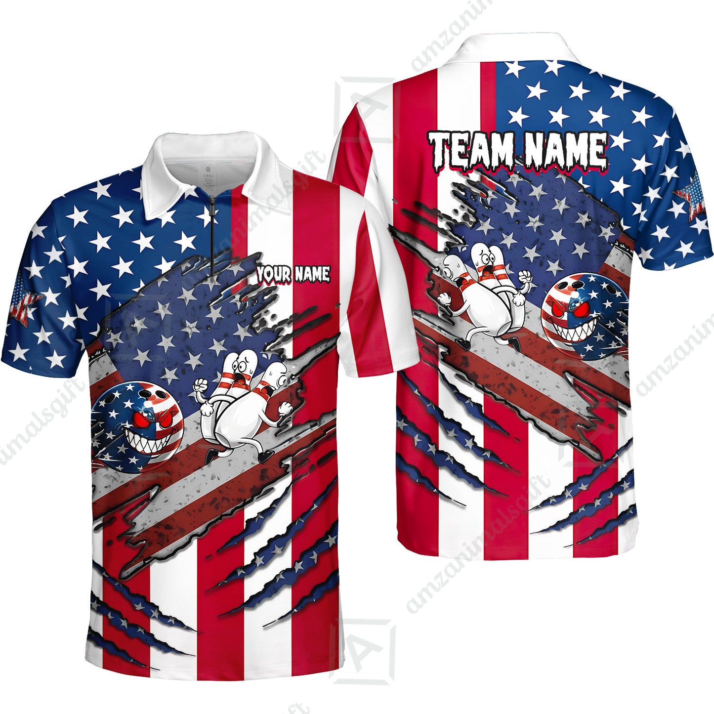 Custom Bowling Jersey Polo Shirt, Monster Strike Bowling Custom Bowling Jersey Team Shirt For Players With Name & Team Name