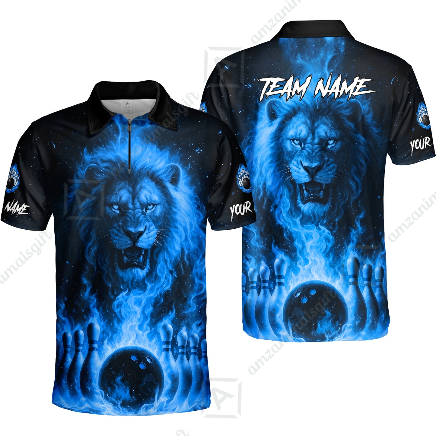 Custom Bowling Jersey Polo Shirt, Bowling Lion Of The Savannah, Custom Bowling Jersey Team Shirt For Players With Name & Team Name