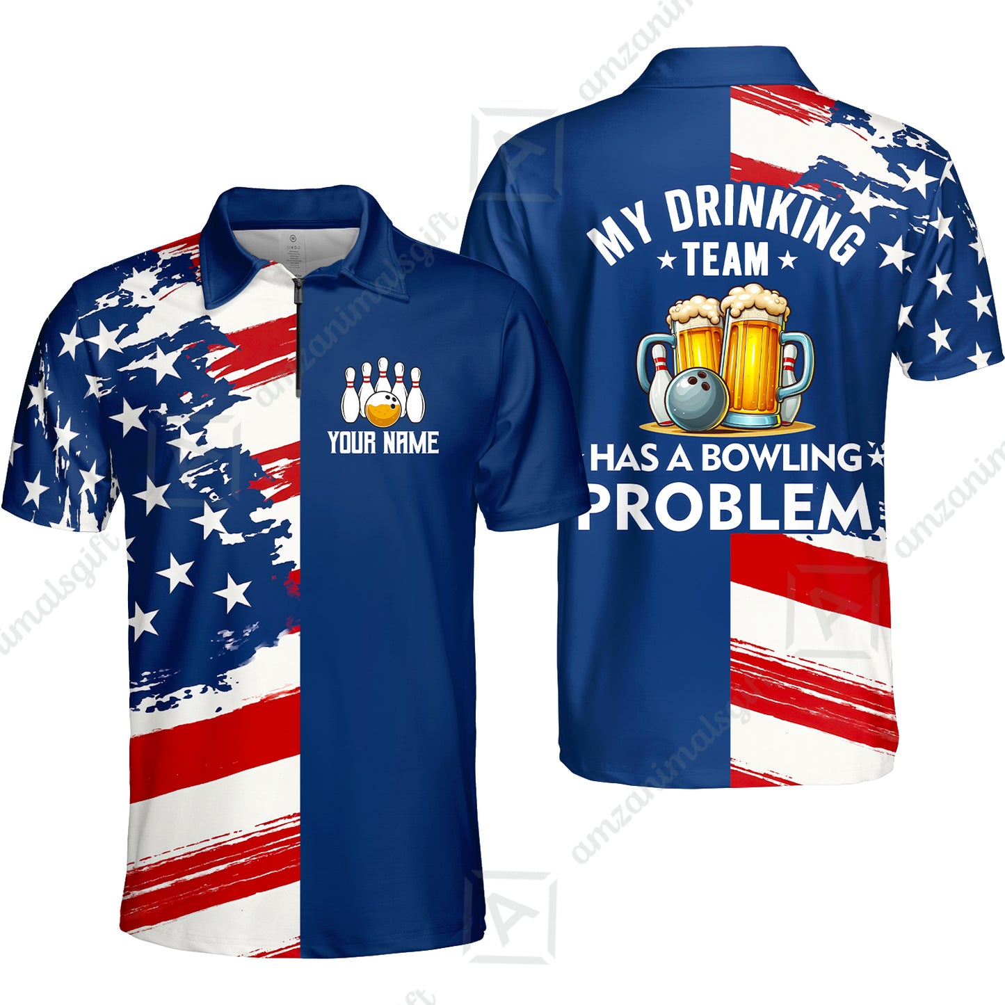 Custom Bowling Jersey Polo Shirt, Funny Drinking Team Bowling Problem, Custom Bowling Jersey Team Shirt For Players With Name and Team Name